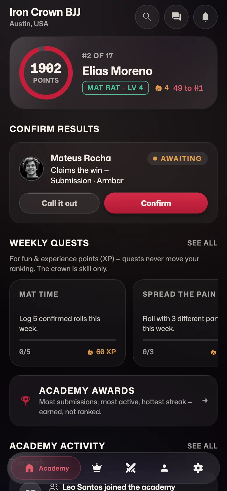 Home screen with a roll waiting for your confirmation